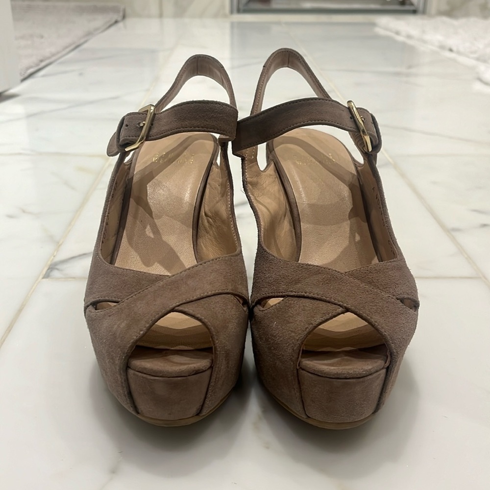 Brown suede wedges